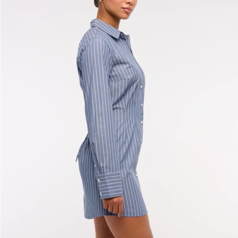 NWT Abercrombie Fitted Long-Sleeve Mini Shirt Dress - Picture 3 of 5